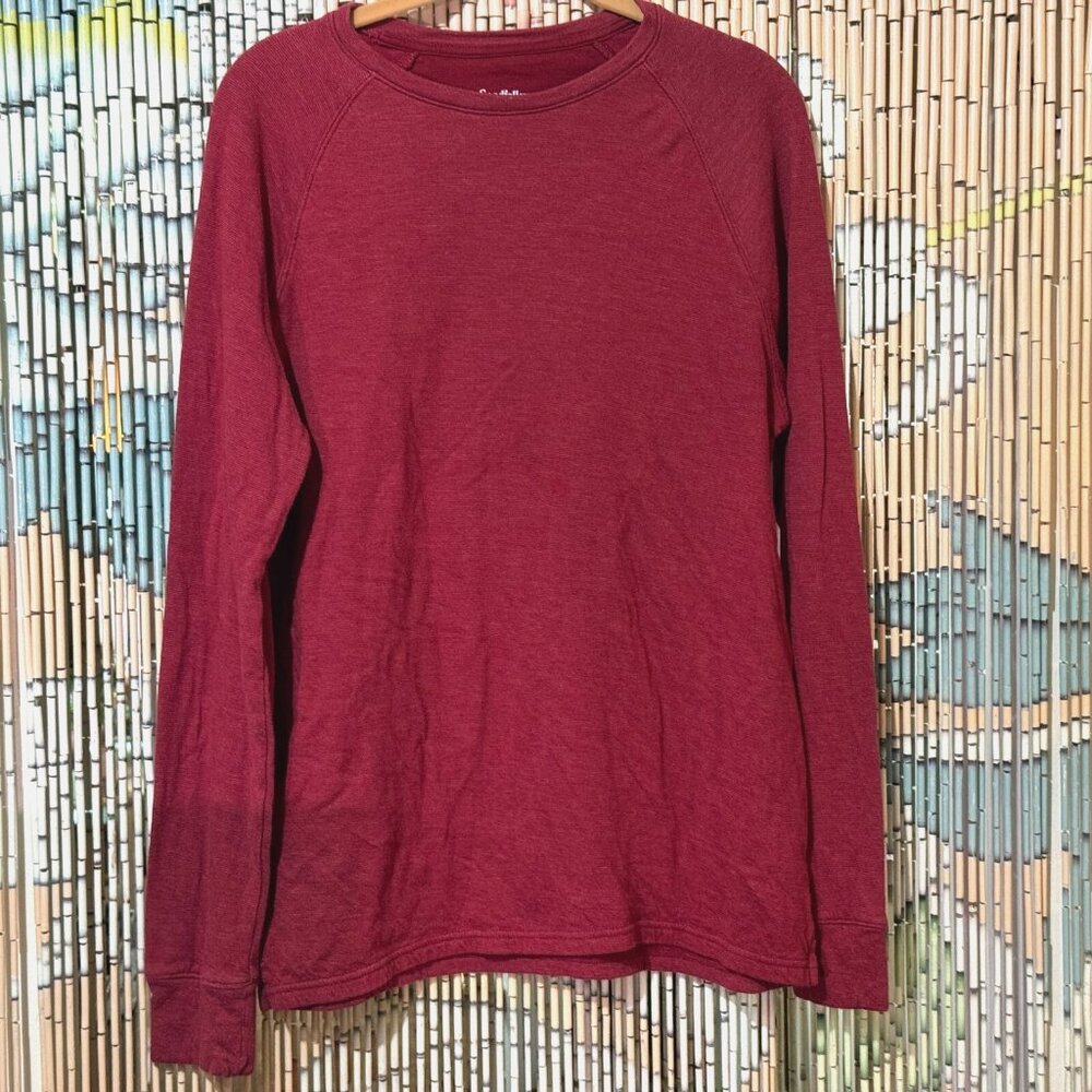 Goodfellow & Co. Crew Neck Long Sleeve Sweater Knit Shirt, Heather Red, M